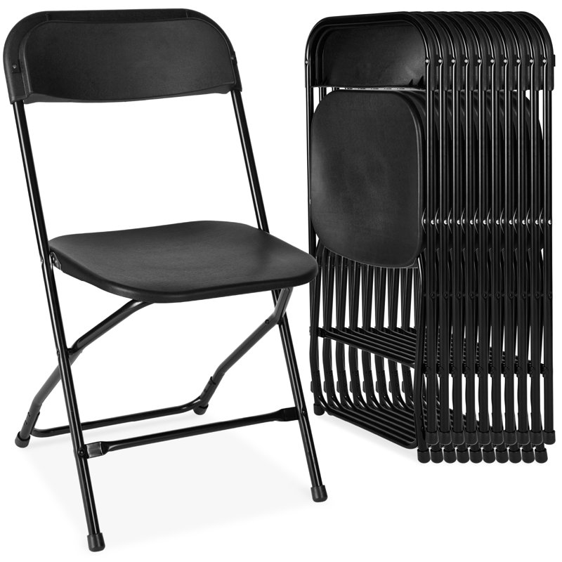 Black Steel Frame Folding Chairs Set of 10