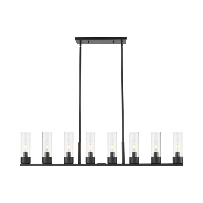 Luminaire suspendu 6 lumières avec abat-jour Scherer, Clair, Noir mat