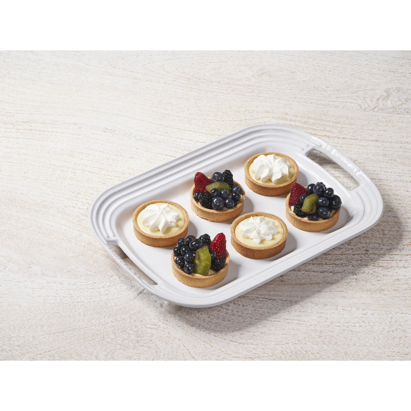 Le Creuset Stoneware Serving Platter, 16.25 In. - Pêche, White