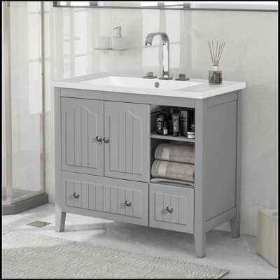 Dutes 36'' Free Standing Single Bathroom Vanity with Ceramic Top -  Wildon HomeÂ®, 75E1C654D41B4289B25F8E5669B3F469