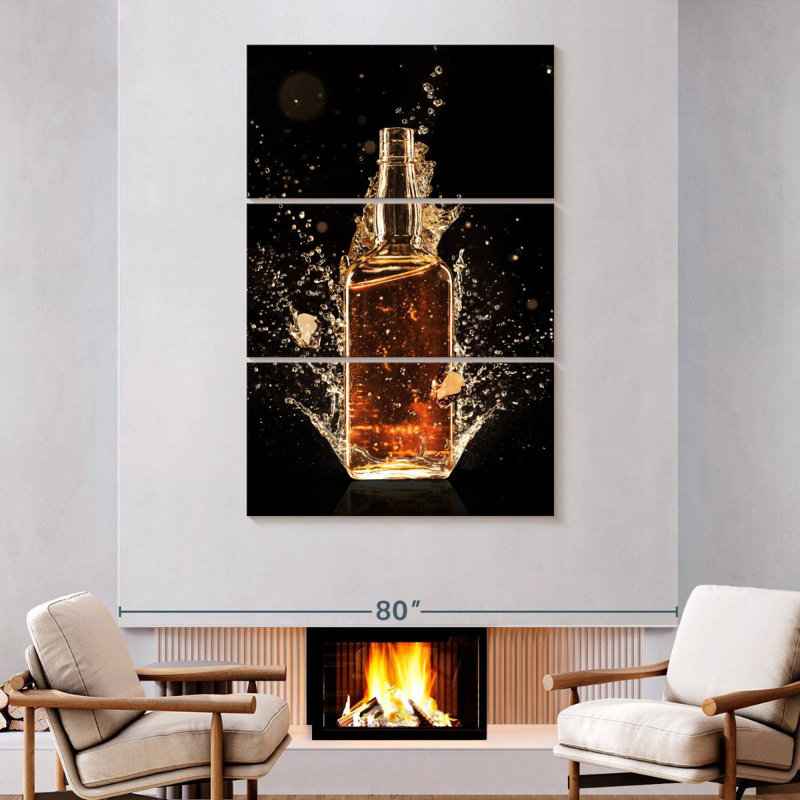 Yarlin Whiskey Bottle Splash, 74" H x 48" W