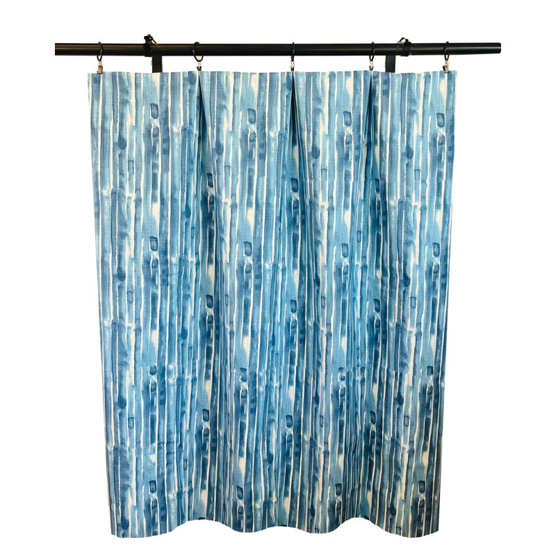 Rideaux à rayures abstraites indigo bleu turquoise foncé, L 50 po x L 72 po