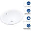 Lavabo vasque semi-encastré en céramique blanche de 17 po x 15,5 po pour la salle de bain, bords arrondis doux, faible absorption d'eau, lavabo de salle de bain à installation sans effort, conception ergonomique, résistance aux taches et aux égratignures,