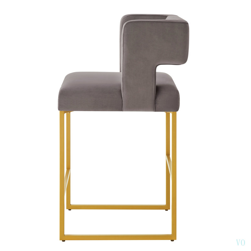Tabourets de bar à hauteur de comptoir de style moderne avec dossier carré ouvert unique, ensemble de 2 chaises de bar polyvalentes avec pieds en fer robustes, chaises de comptoir de 26 po de hauteur pour îlots de cuisine