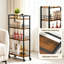 4 Tier Slim Rolling Kitchen Storage Cart with Metal Frame and Rustic Brown Shelves Narrow Trolley for Kitchen Dining Room and Laundry Room 44 x 18 x 84 cm