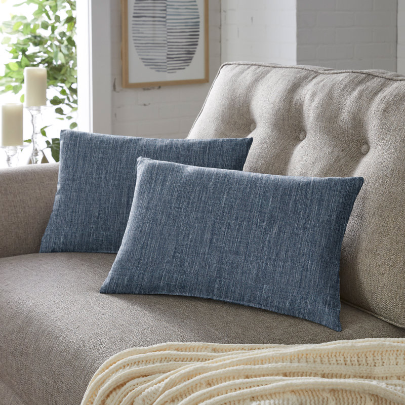  Housse de coussin rectangulaire en polyester, Bleu contemporain, 12 po x 24 po