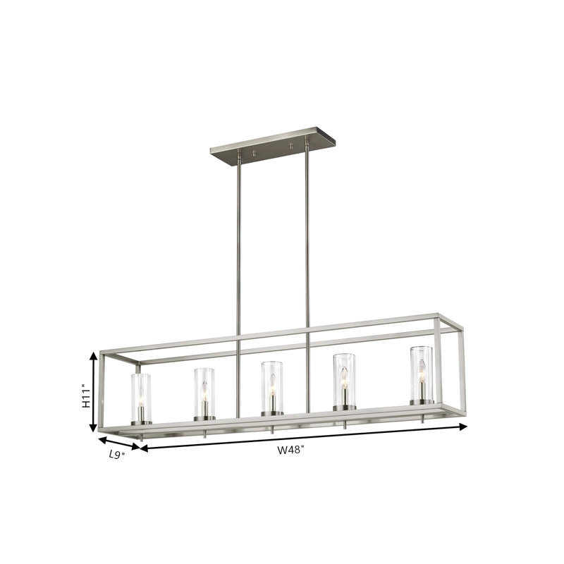 Zire Five Light Island Pendant, Brushed Nickel, No