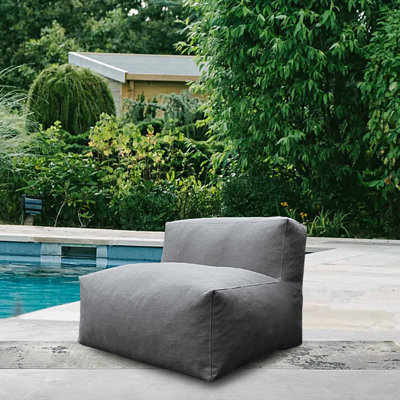 Pouf de jardin moderne de 89 cm de large, garni de mousse, sans accoudoirs, idéal pour la piscine et la terrasse.