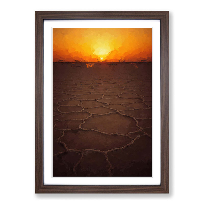 Sunset over a Salt Lake in Iran in Abstract - Picture Frame Graphic Art Print, Walnut Framed, 87cm H x 62cm W x 2cm D