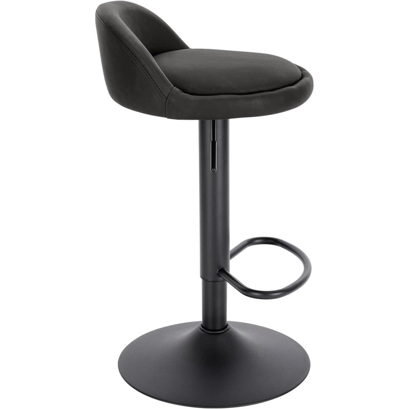 Mettawa Swivel Upholstered Adjustable Height Counter Stool with Metal Frame, Anthracite