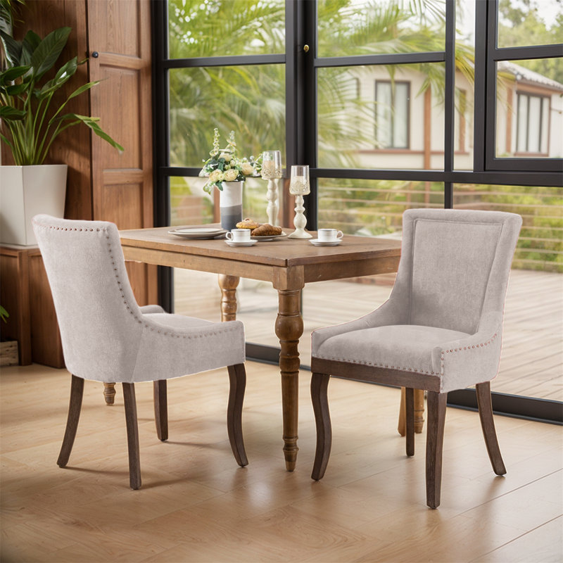 Ensemble de 2 chaises de salle à manger rembourrées, Beige