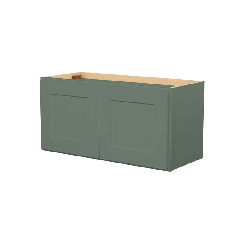 Meuble de cuisine mural Easy-DIY à 2 portes, 76 cm (L) x 30 cm (P) x 38 cm (H), en kit, style Shaker Basilic, Vert