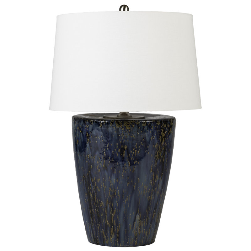 Lampe de table en céramique Picas bleue, grand plateau de 74 cm (29 pouces).