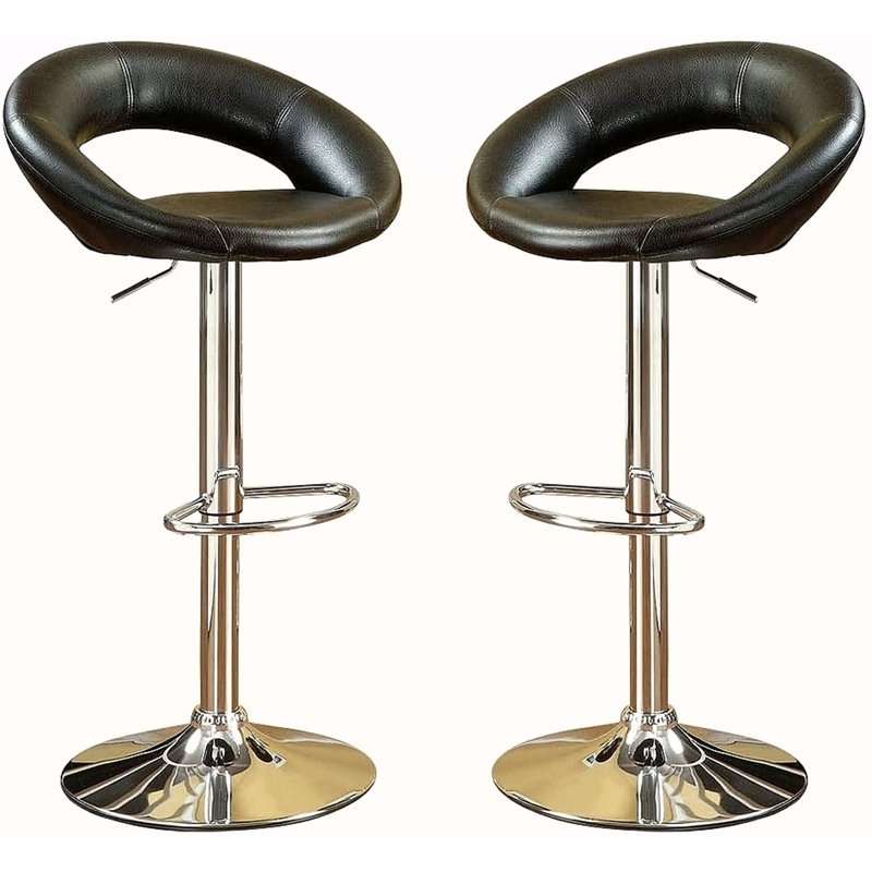 Ensemble de 2 tabourets noirs en similicuir réglables, Noir