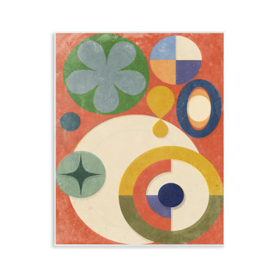  Retro Overlapping Shapes Wall Plaque Art by Victoria Barnes