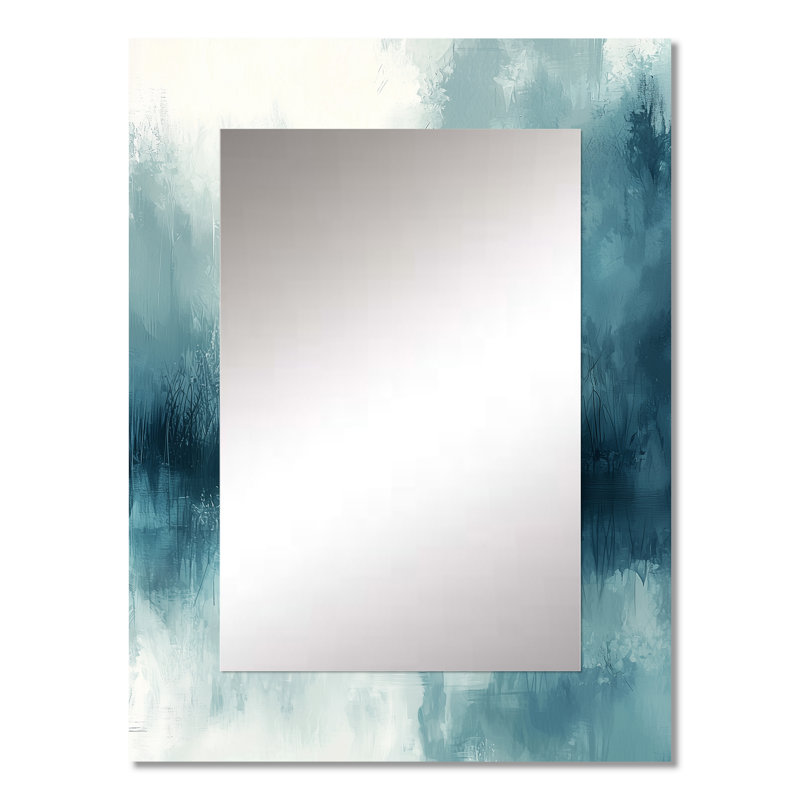 Blue Heron Minimalisme Elegance II - grand miroir héron, miroir mural décoratif bleu, impression d'art en métal