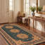 Tapis Cranleigh traditionnel à médaillon, style persan, or, vert, crème, ivoire, lavable à la machine, antidérapant, à poils courts, pour l'intérieur et l'extérieur, adapté aux animaux domestiques, idéal pour le salon, la chambre, la salle à manger, l'entrée, le couloir ou le bureau.-1130973111