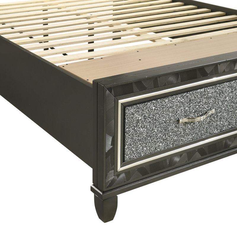 Lit plateforme avec rangement en cuir Joi Vegan, Grand, Noir