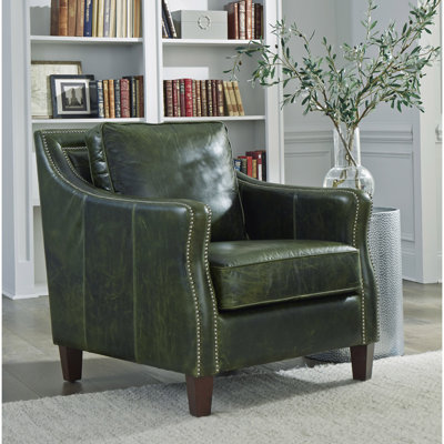 As munn Asmunn 33? Fauteuil incliné en cuir fleur vieilli vert vieilli
