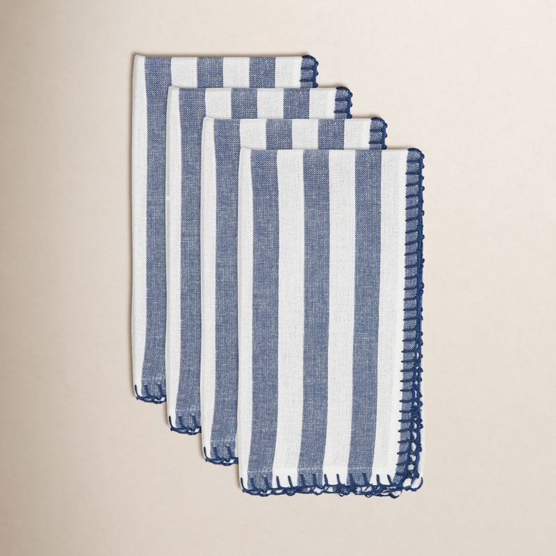 Oxford 100% Cotton Striped Rectangle Napkin, Blue
