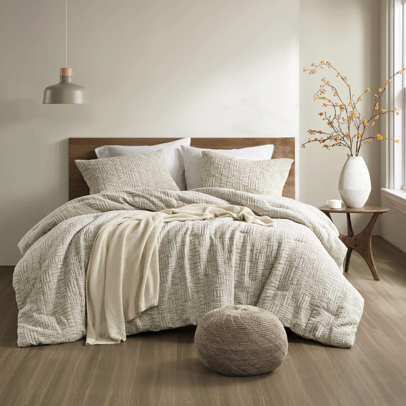 Édredon surdimensionné - 3 pièces en 100% coton beige