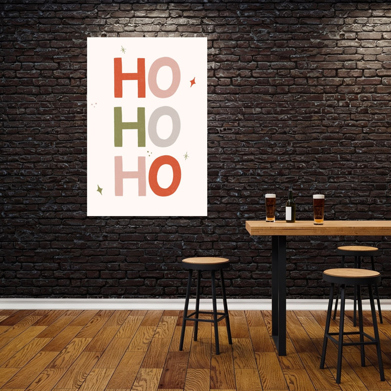 Festive Ho Ho Ho Modern Playful Abstract Winter Wall Art Print 1 Piece Wrapped Canvas Wall Art, 152.4cm H x 101.6cm W