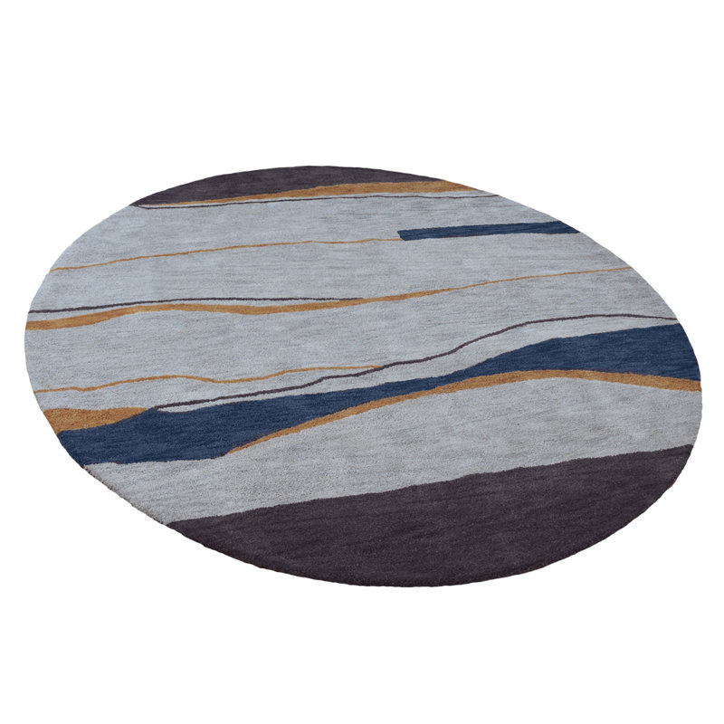 Theresa Hand Tufted Wool Eco-Friendly Round Area Rugs - Round, Multicolor, Contemporary Modern Design, High Pile Thick Handmade Anti Skid Area Rugs for Living Room, Bed Room