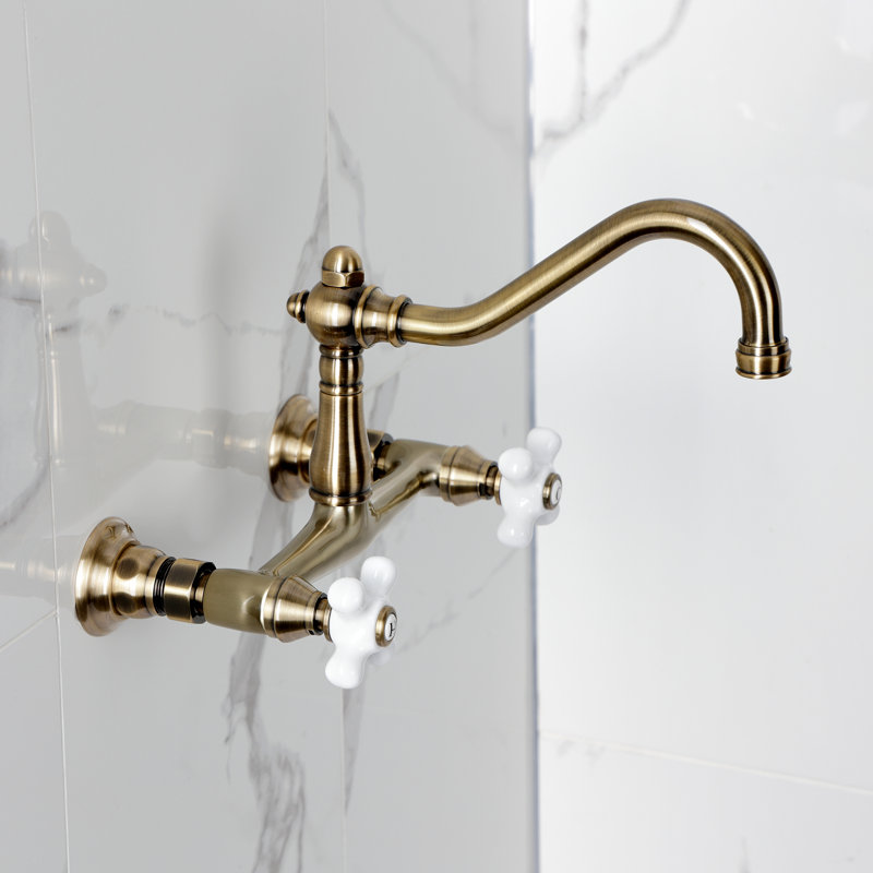Kingston Brass Vintage Double-Handle 2-Hole Wall Mount Bathroom Faucet