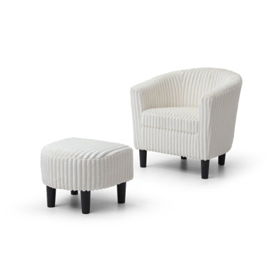 Glory Furniture Salem G00205-C Chair+Ottoman White