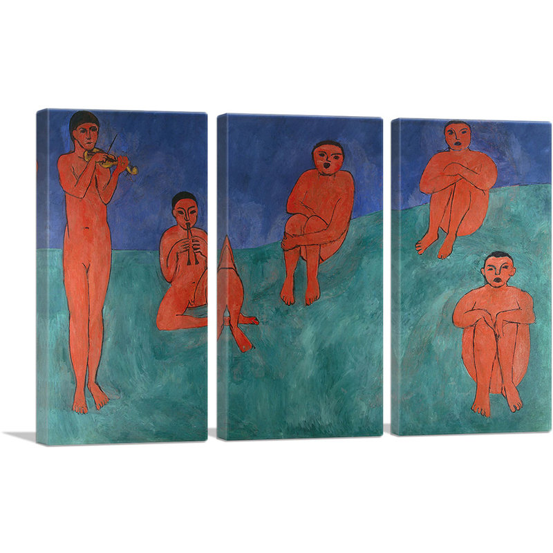 «Music 1910» par Henri Matisse - Ensemble de 3 reproductions d'art sur toile tendue, H 40 po x l 60 po x P 0,75 po