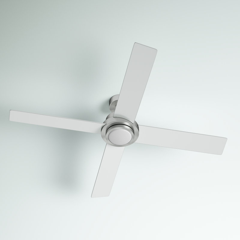 56" Mccoin 4 - Blade LED Standard Ceiling Fan in Nickel with Remote Control and Light Kit Included,  Nickel