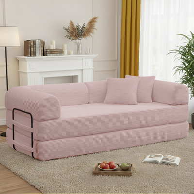 78" Convertible Sofa Futon Sofa Queen Floor Sofa Bed With 2 Pillows - No Assembly Required