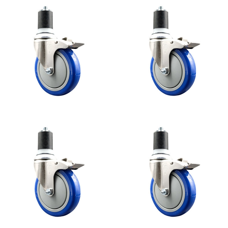 Jeu de roulettes extensibles en poly, Bleu, H 5 po x l 5 po