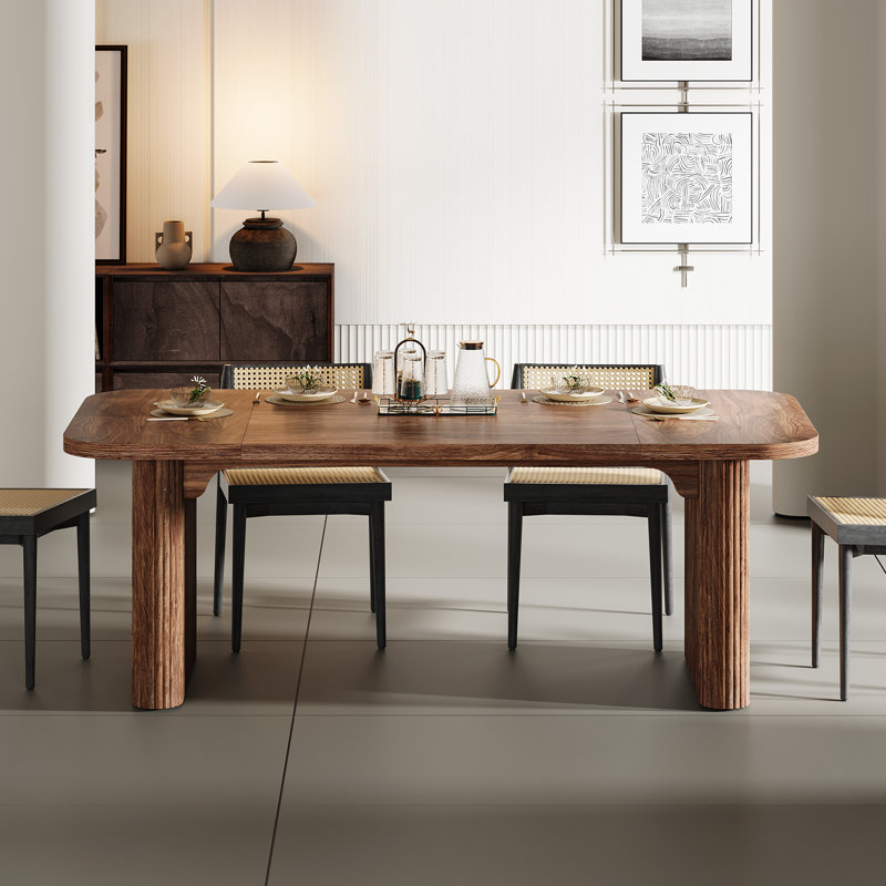 63-Inch Wood Modern Dining Table, Brown