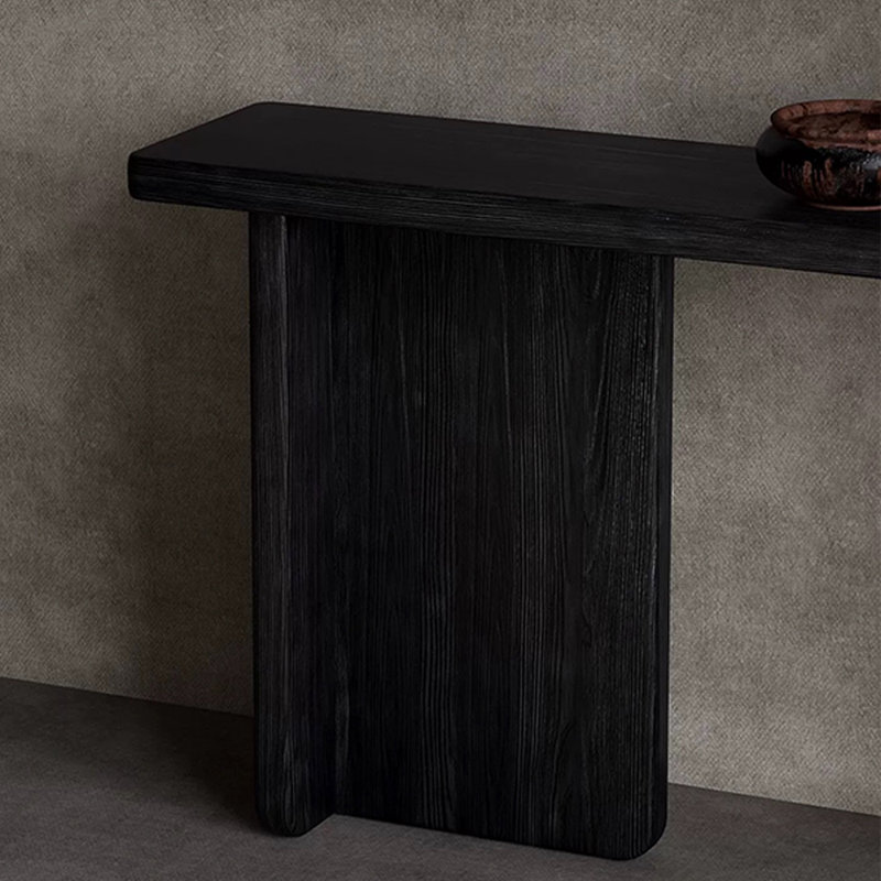 Modern Minimalist Solid Pine Entryway Console, 31.5" H x 55.1" W x 13.8" D, Black
