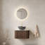Élégant meuble-lavabo mural en céramique en noyer foncé - Solution de salle de bain élégante avec beaucoup de rangement et une installation facile