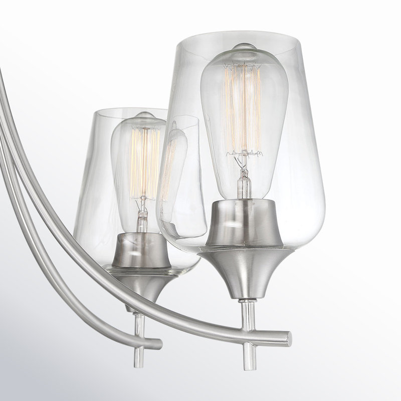 Breena 5-Light Chandelier, Satin Nickel, Clear
