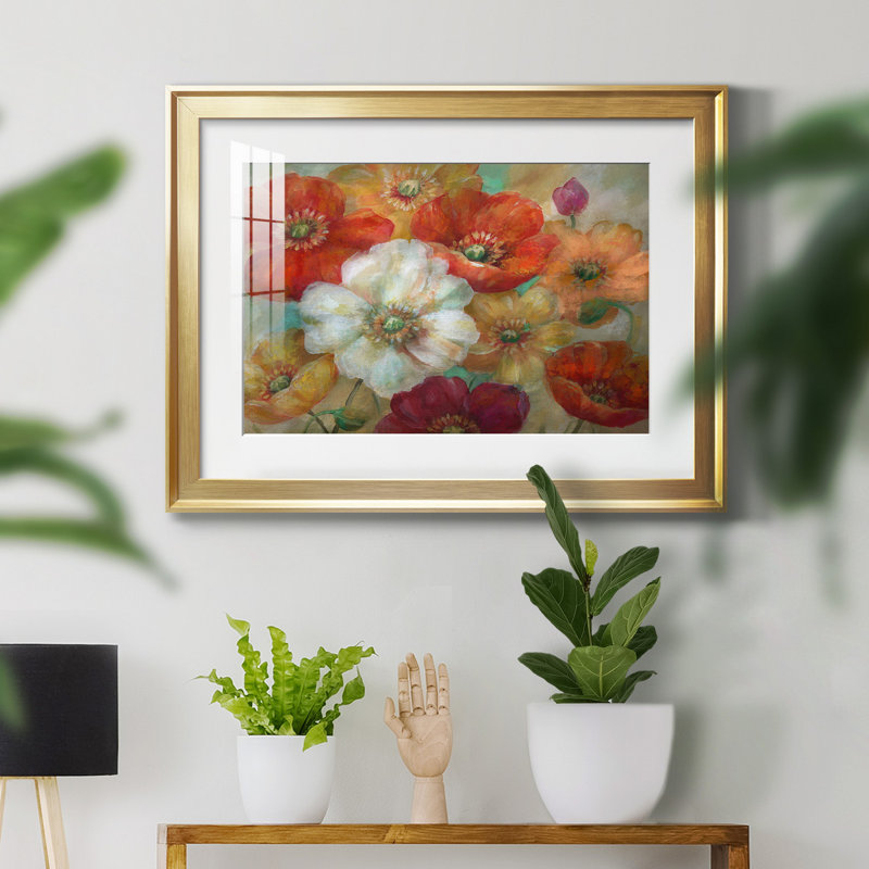 Poppycentric - Peinture encadrée, H 22,5 po x l 30,5 po x P 1,5 po, Cadre doré