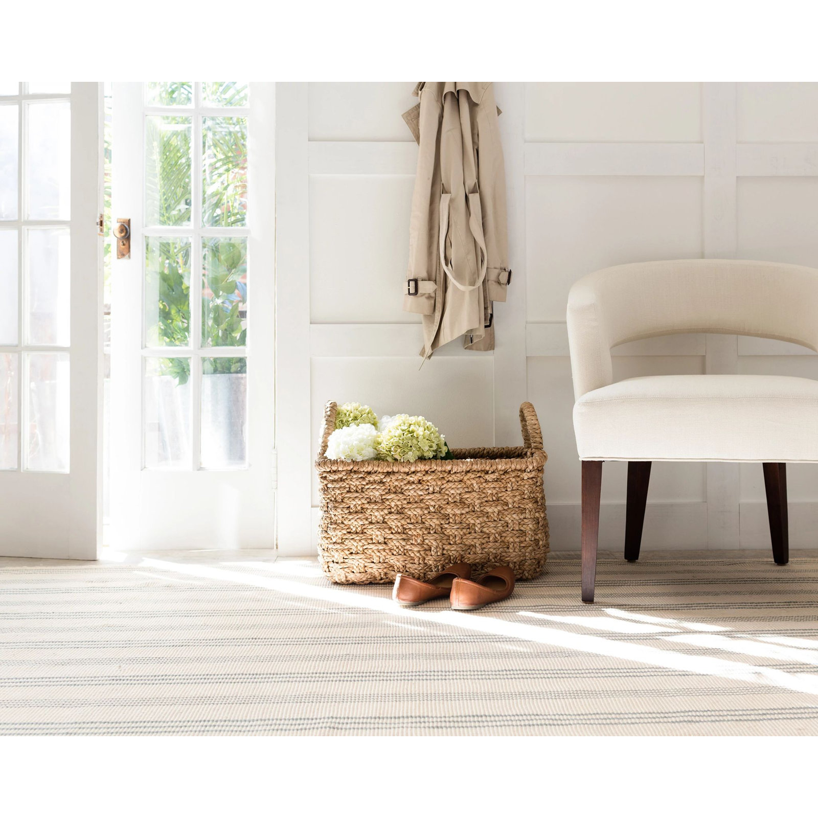 Swedish Hand-Woven Striped Cotton Rug, Rectangle 7'6" x 9'6"