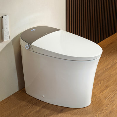 Smart Toilets With Bidet Foot Sensor Smart Toilet Bidet With 1000G Dual-Flush,Auto Lid&Seat, Remote, LED Display, Heated Seat, ADA Height Smart Toilets