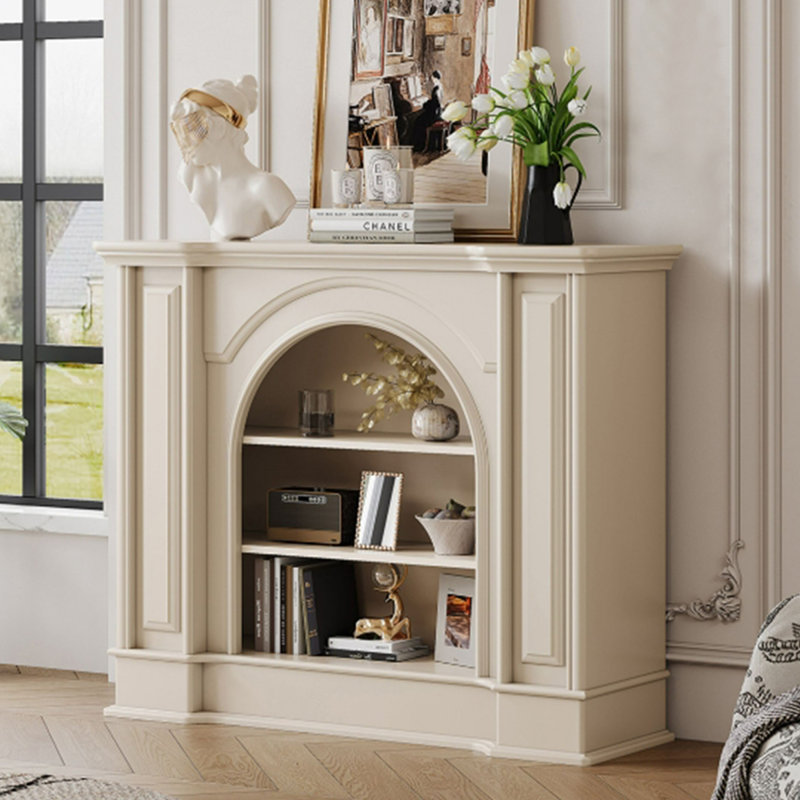 Foyer autoportant en bois massif beige