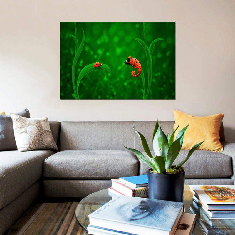 Ladybug And Chameleon - Print on Canvas, 101.6 cm H x 66.04 cm W x 1.91 cm D, Wrapped Canvas