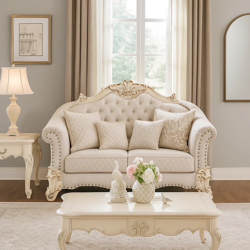 Causeuse Foeller, Tissu blanc