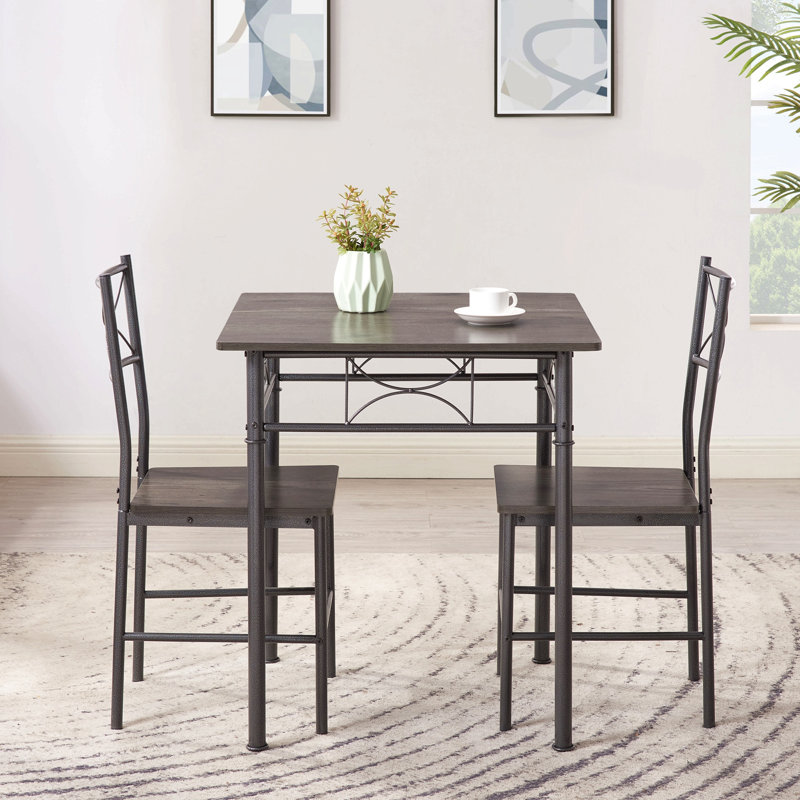 Ensemble de table de salle à manger 3 pièces gris