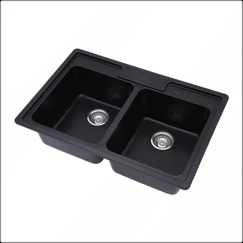 Évier de cuisine durable à double cuve en composite de quartz avec design réducteur de bruit et facile d'entretien pour les cuisines modernes