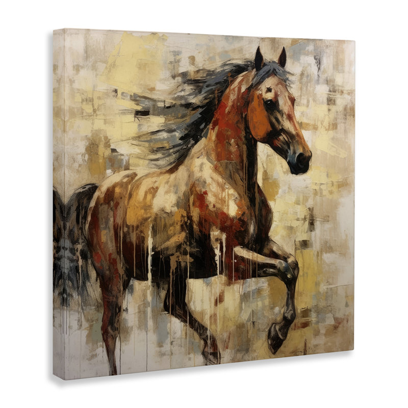 Cheval brun moderne sur toile par Irena Orlov, H 24 po x l 24 po x P 1,5 po