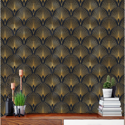 Dark Art Deco Peel And Stick Wallpaper