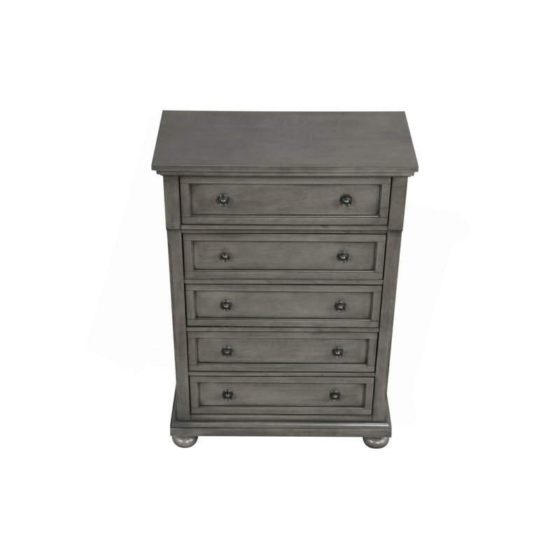 Commode verticale avec boutons décoratifs et pieds en oignon, Gris