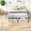 Lit plateforme spacieux avec rangement, MDF blanc antique, maison moderne