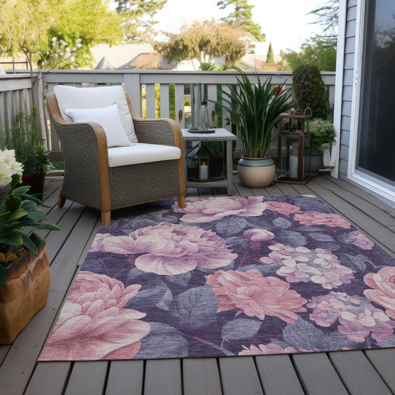 Vashira Pink Washable Indoor-Outdoor Rug - LOOMLAN, 8' x 10'